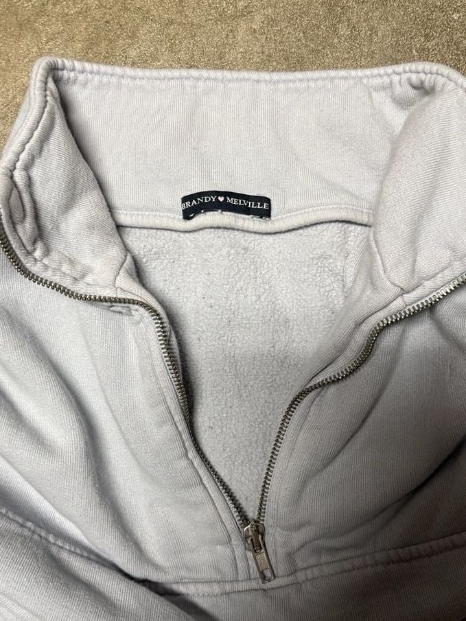 Brandy Melville Light Gray Quarter Zip Sweatshirt 3