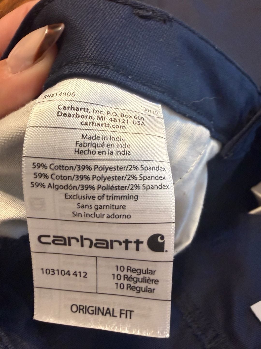 Carhartt Original Fit Pants Size 10 Regular Navy Blue Utility Work 7