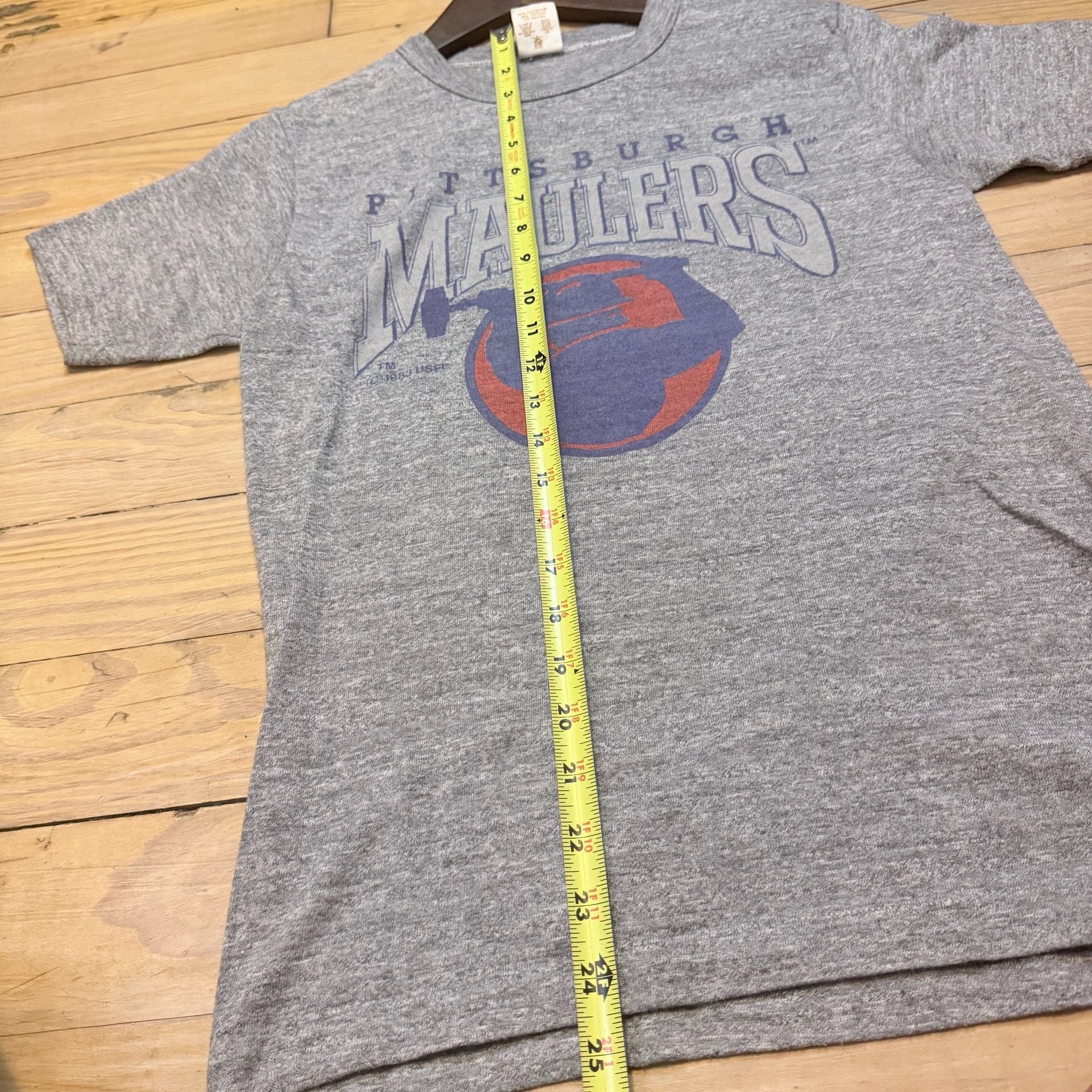 Logo 7 Pittsburgh Maulers USFL Football T-Shirt Size M Gray Vintage 80s 9