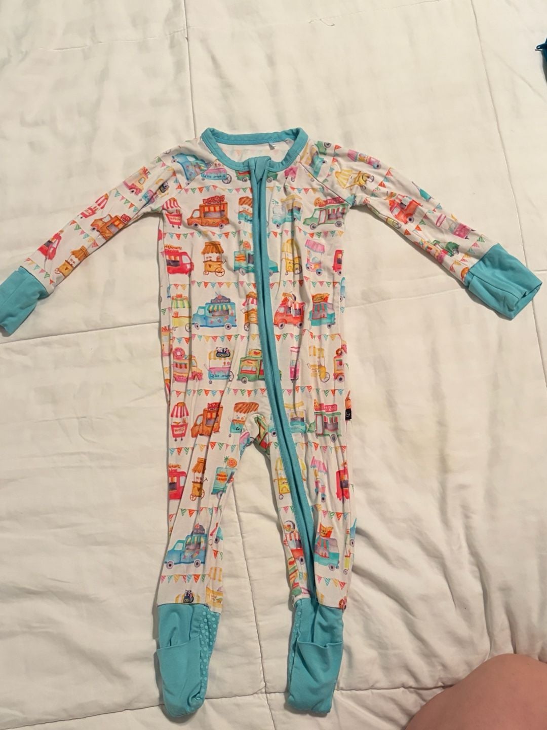 The Sleepy Sloth Food Truck Print Zip Jammies Size 3-6 2