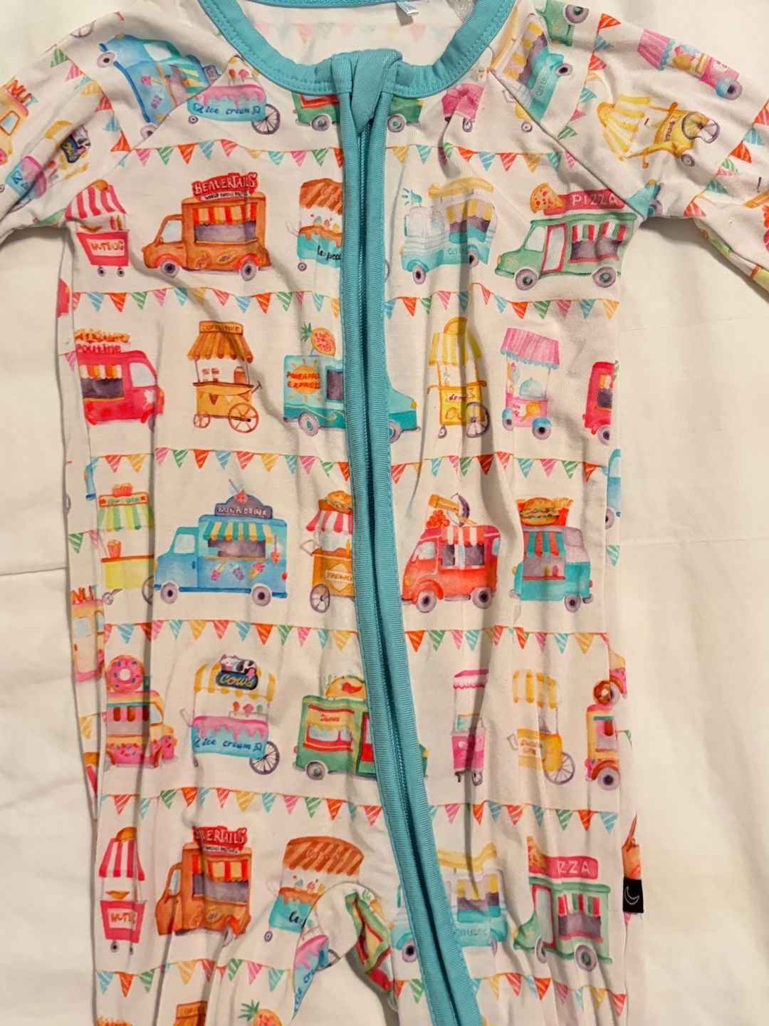 The Sleepy Sloth Food Truck Print Zip Jammies Size 3-6 4