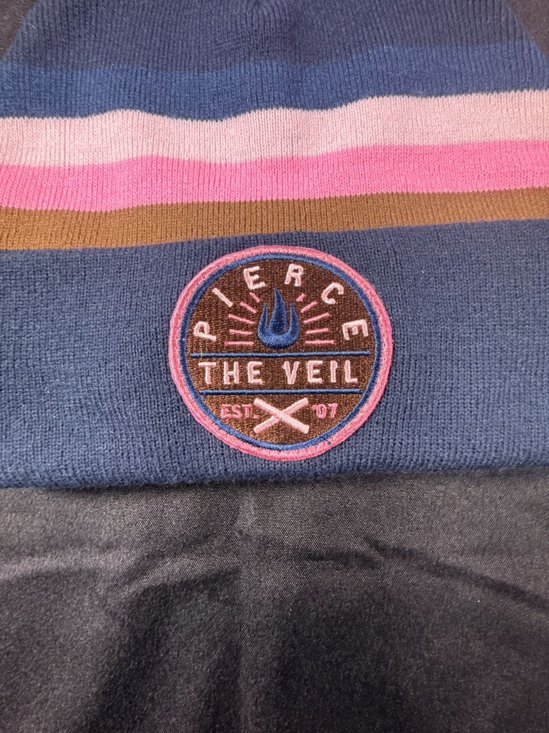 Pierce The Veil Striped Cuff Beanie Blue Pink 3