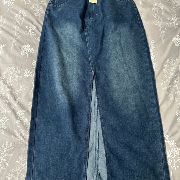 Rachel Zoe Denim Maxi Skirt Size 2 Front Slit