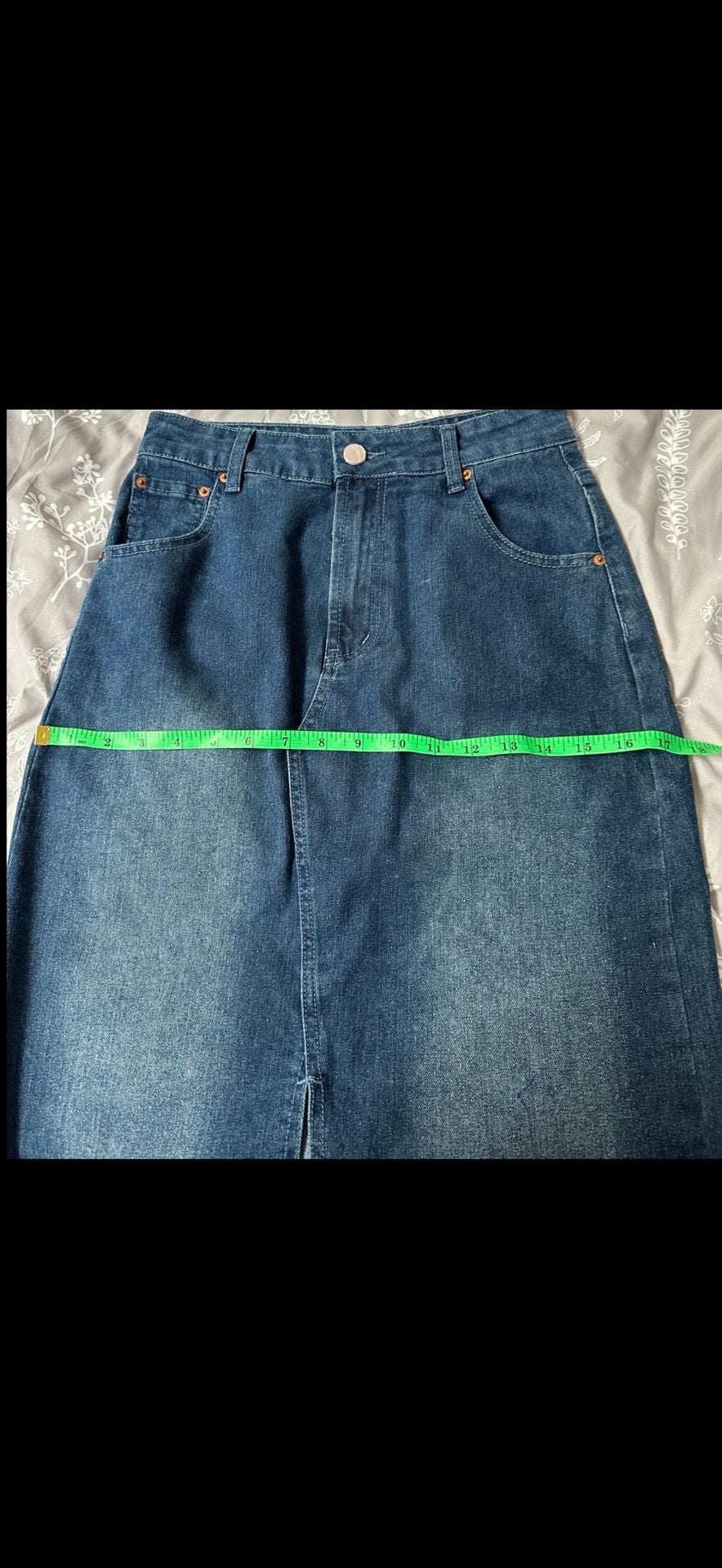 Rachel Zoe Denim Maxi Skirt Size 2 Front Slit 8