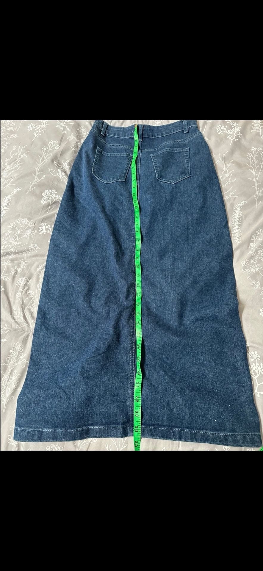 Rachel Zoe Denim Maxi Skirt Size 2 Front Slit 9