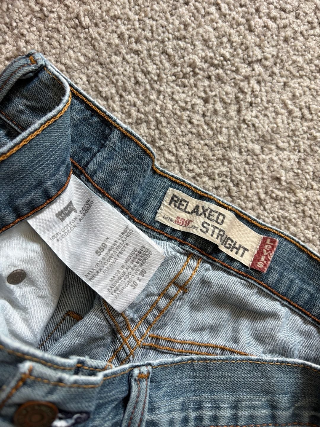 Levi's 559 Relaxed Straight Light Wash Denim Jeans 30x30 3