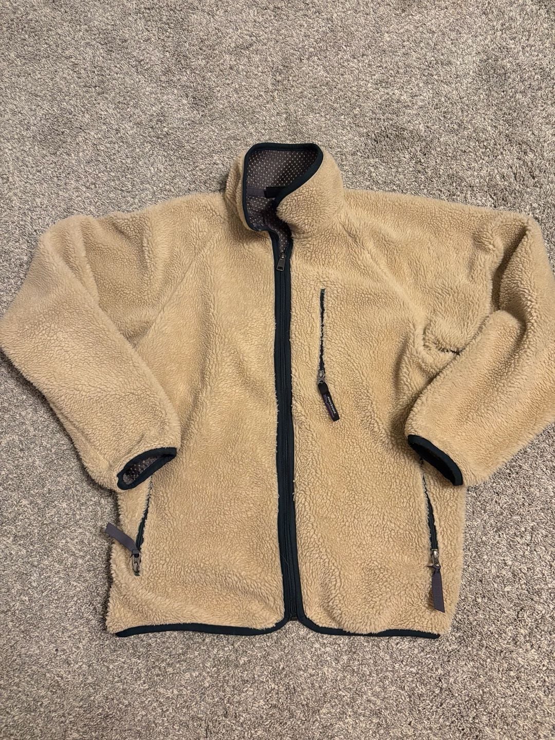 Patagonia Retro Pile Cardigan Size M Tan Fleece Jacket 2