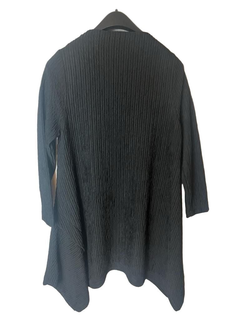 IC by Connie K Pleated 3D floral Lagenlook Black avant garde top or dress Size S 4