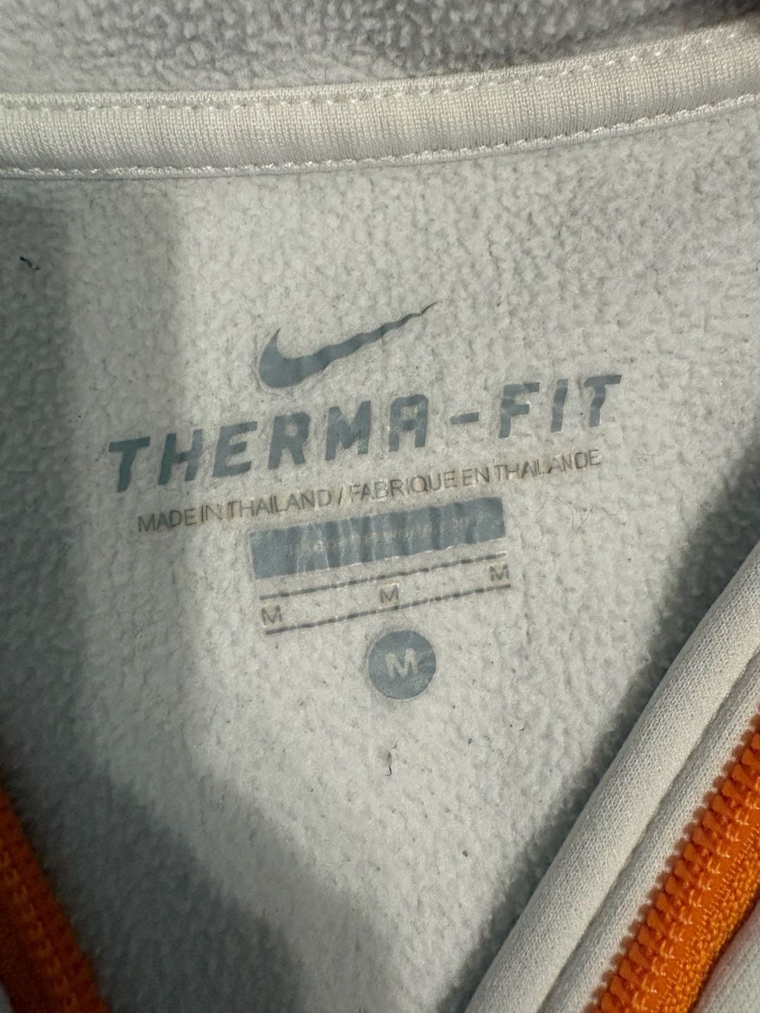 Nike Therma-Fit Zip Hoodie Size M White Orange Contrast Stitching 3