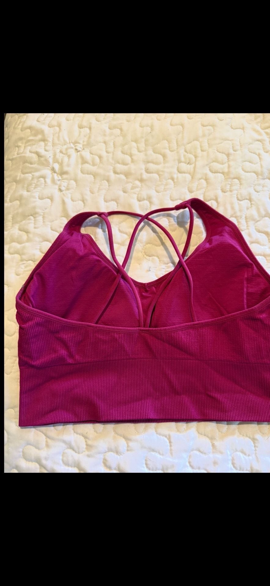 Puma Seamless Sports Bra Size L Maroon Wine Longline Crisscross 3