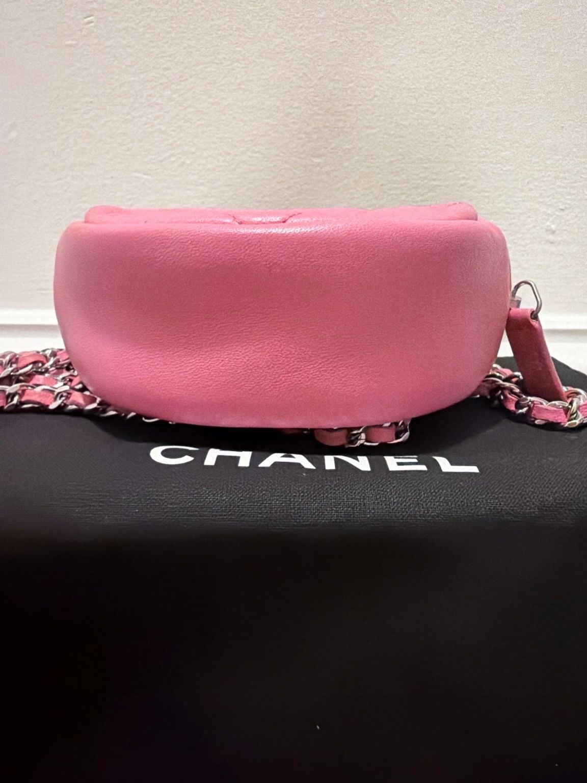 Chanel Pink Quilted Leather Round Flap Bag with Chain Strap 6