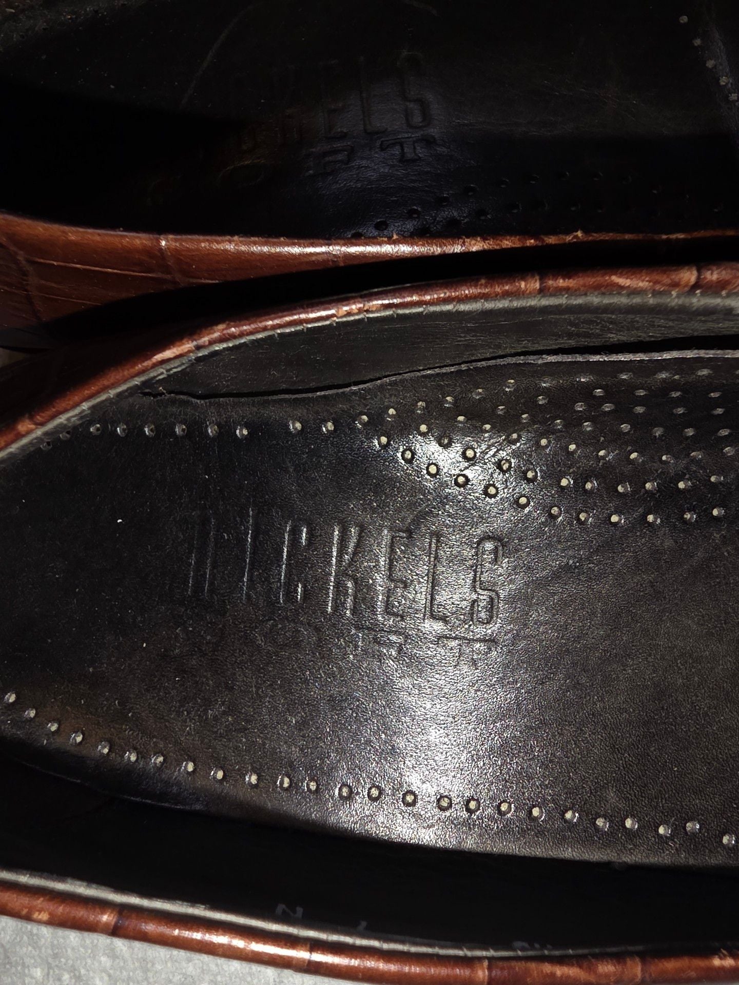 Nickels Brown Crocodile Embossed Loafers Size 7.5 7