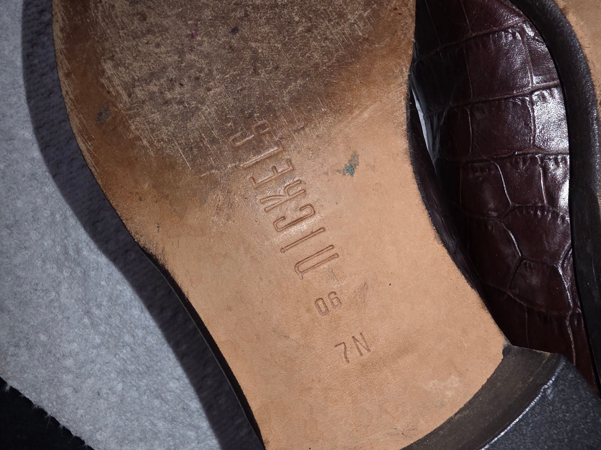 Nickels Brown Crocodile Embossed Loafers Size 7.5 9