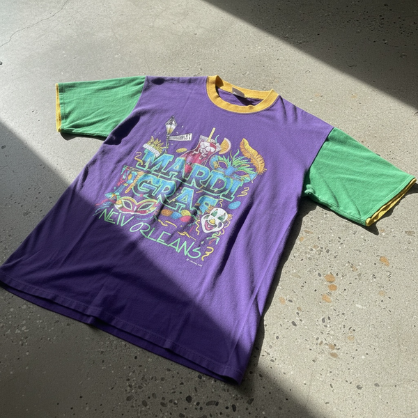 Southland Mardi Gras New Orleans T-Shirt Size S/M Vintage 1991 Colorblock