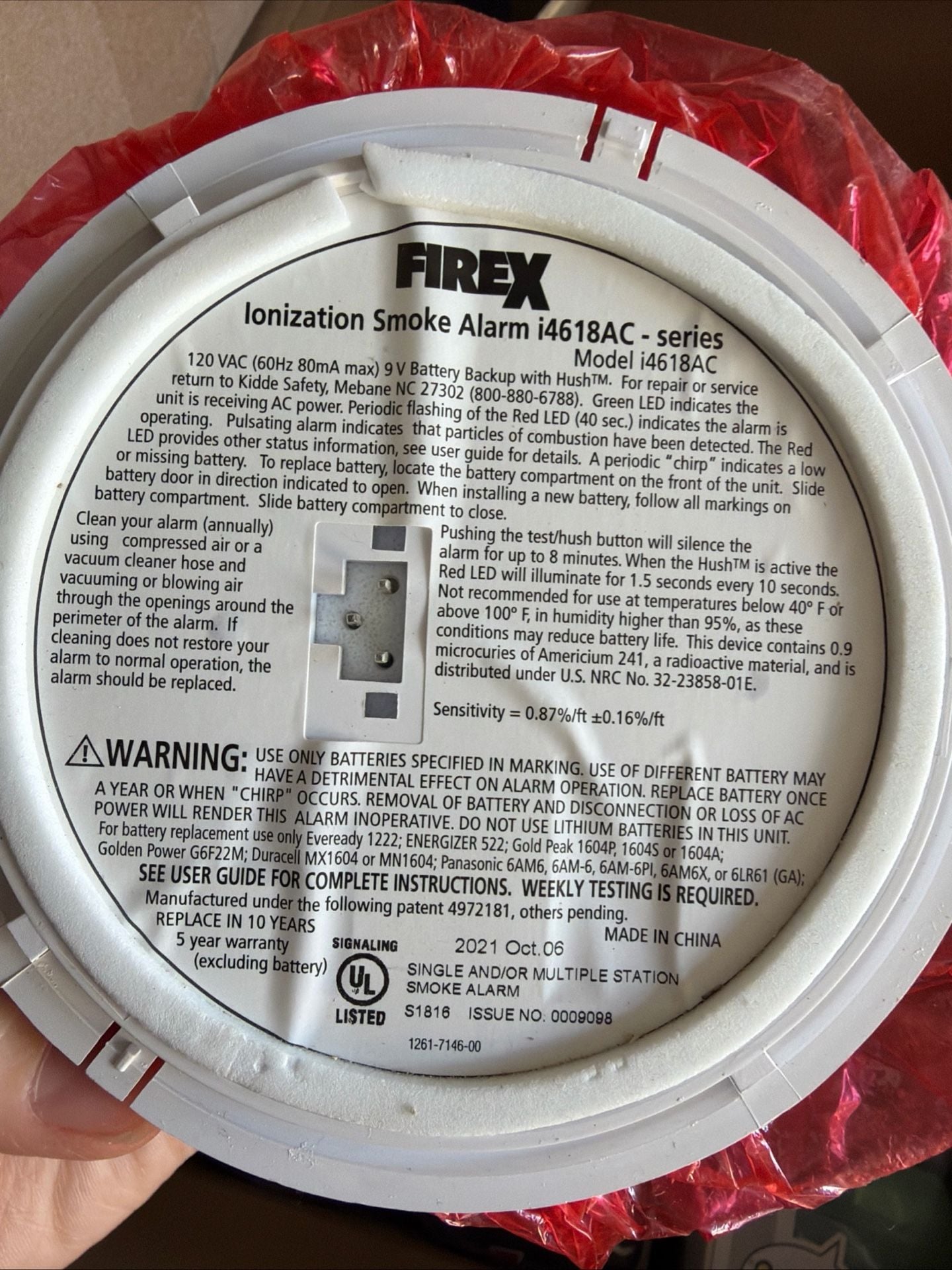 Firex I4618Ac Smoke Alarm Hardwired Ionization Detector 5