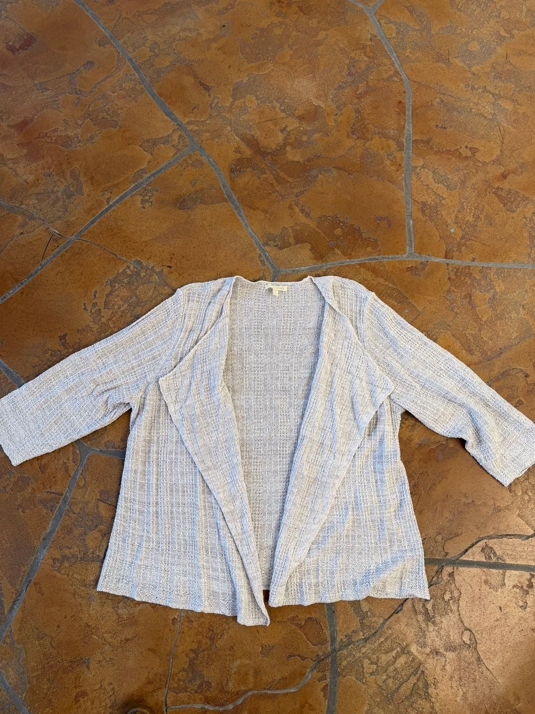 Eileen Fisher Cardigan Size 1X Open Front Knit Gray 2