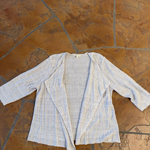 Eileen Fisher Cardigan Size 1X Open Front Knit Gray