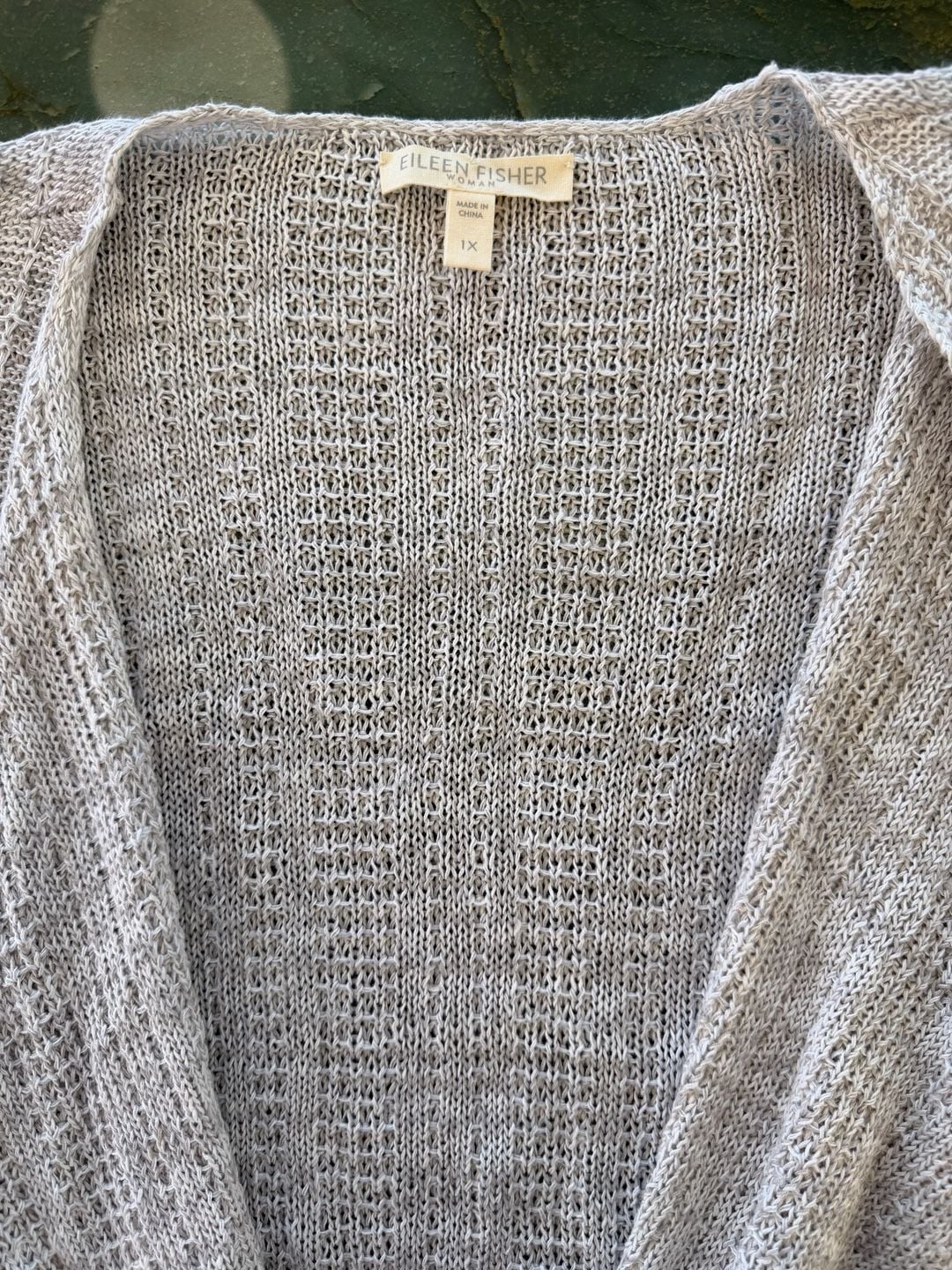 Eileen Fisher Cardigan Size 1X Open Front Knit Gray 3