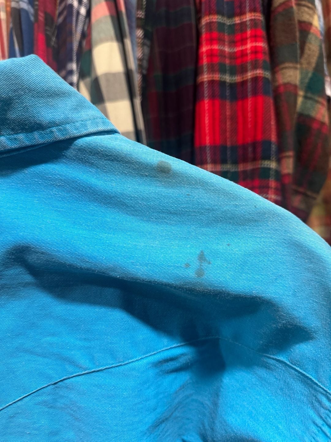 Vintage 90s Wrangler Shirt Mens 16/34 Blue Canvas Brushpopper Aztec Western 7
