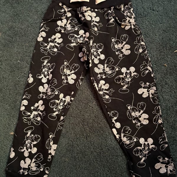 Disney Junior Mickey Mouse Jogger Pants Size 4T Black White Print