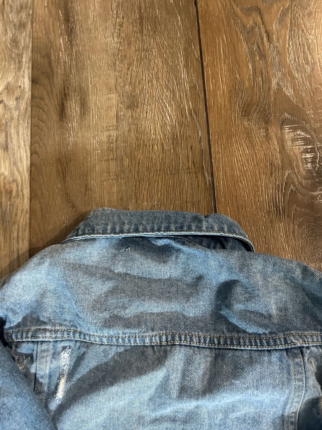 Thread & Supply Distressed Denim Jacket Size L Blue Jean Trucker Jacket 9