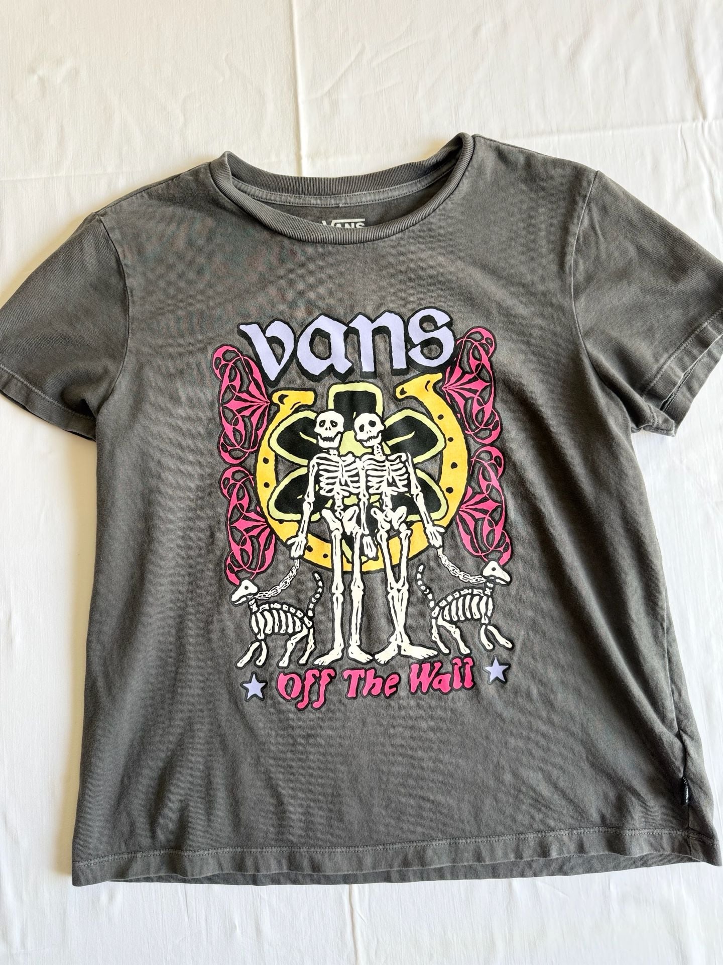 Vans Bodean CropTee Size Large Gray Skeleton Graphic T-Shirt graphic tee 2