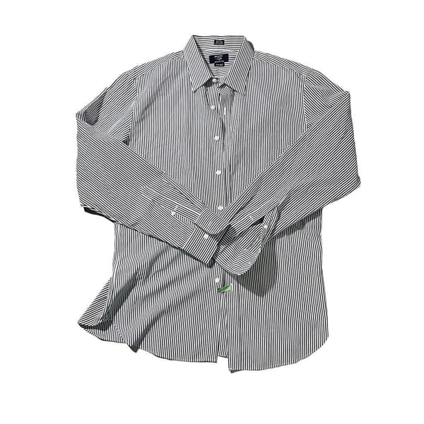 J.Crew Haberdashery Dress Shirt Size L 16-16.5 Blue White Stripe Wrinkle Free