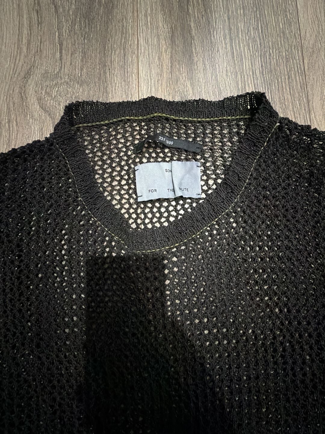 Song for the Mute Honeycomb Mesh Knit Oversized Sweater Black 23.1 1999 2