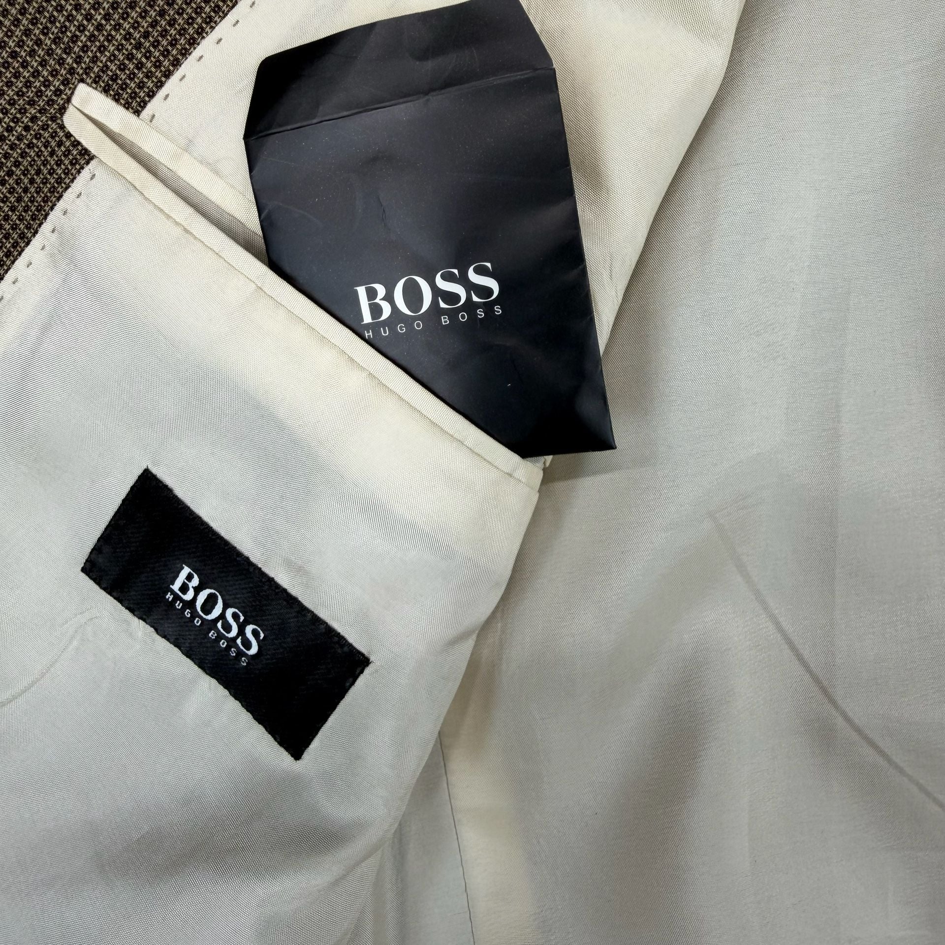BOSS Hugo Boss Mens 46 Brown Micro Check Blazer Sport Coat 2 Button Jacket 7
