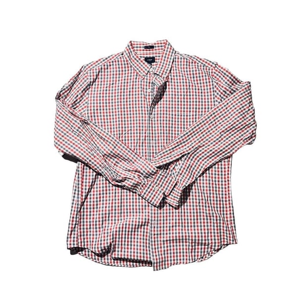 J. Crew Slim Fit Gingham Button Down Shirt Size L Red Navy Plaid