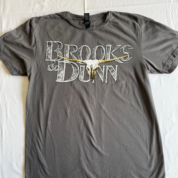 Gildan Brooks & Dunn Logo T-Shirt Size M Gray Country Music Band Tee