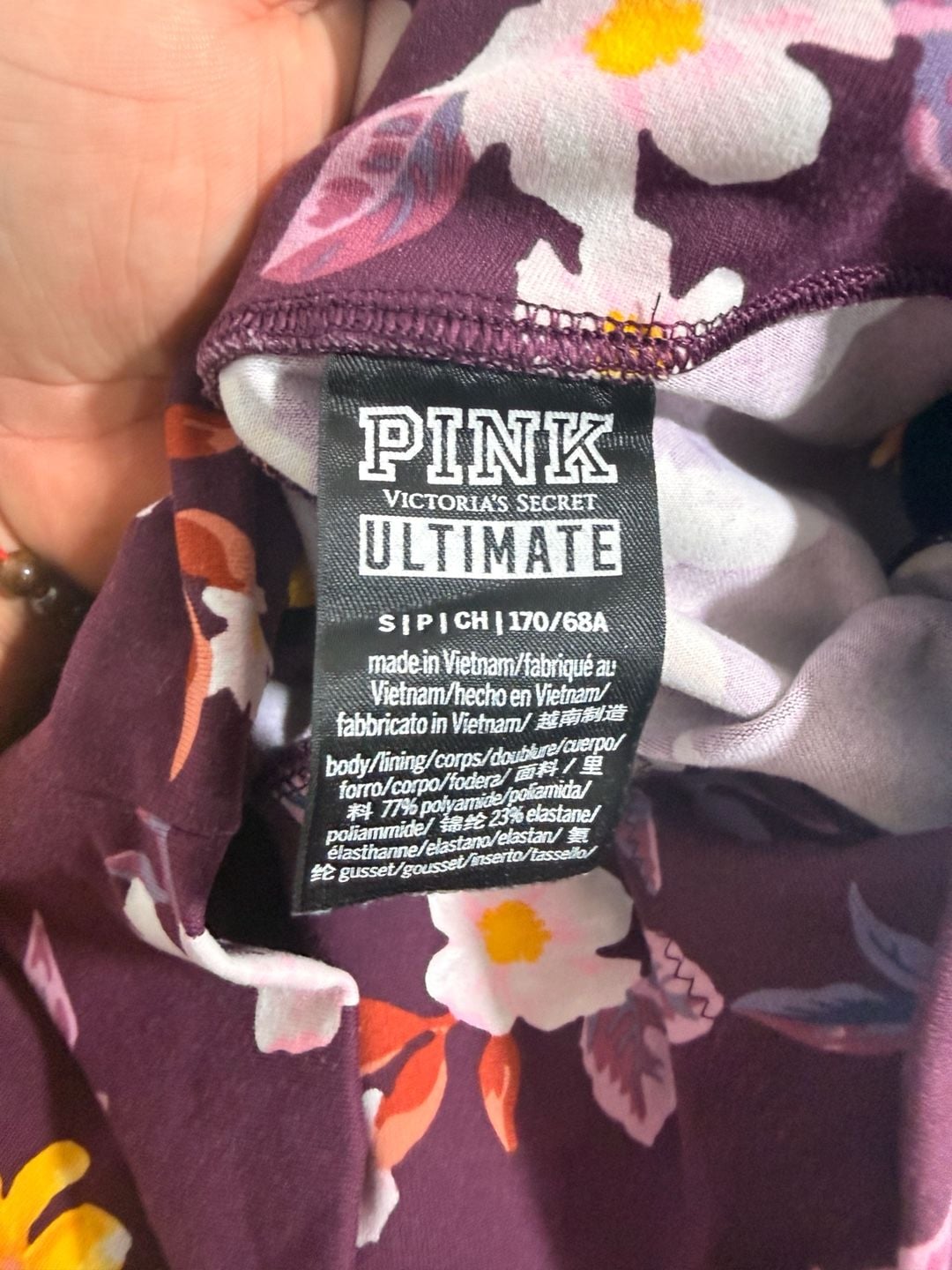 PINK Victoria's Secret Ultimate Leggings Size S Floral Maroon 5
