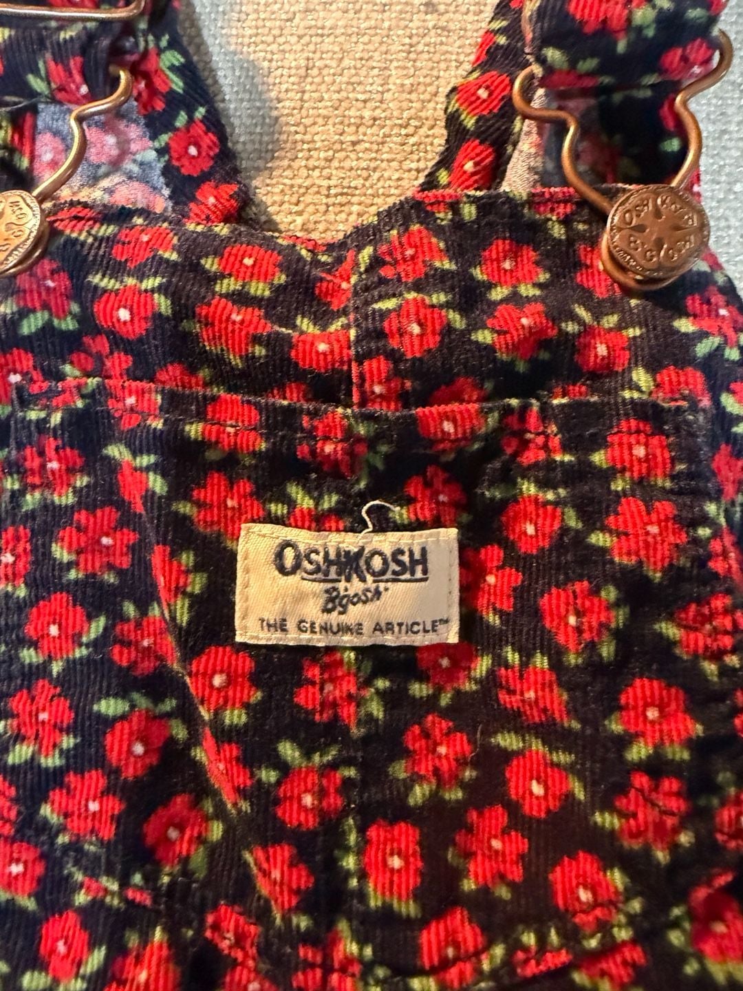 OshKosh B'gosh Corduroy Floral Overalls Size 4T 4