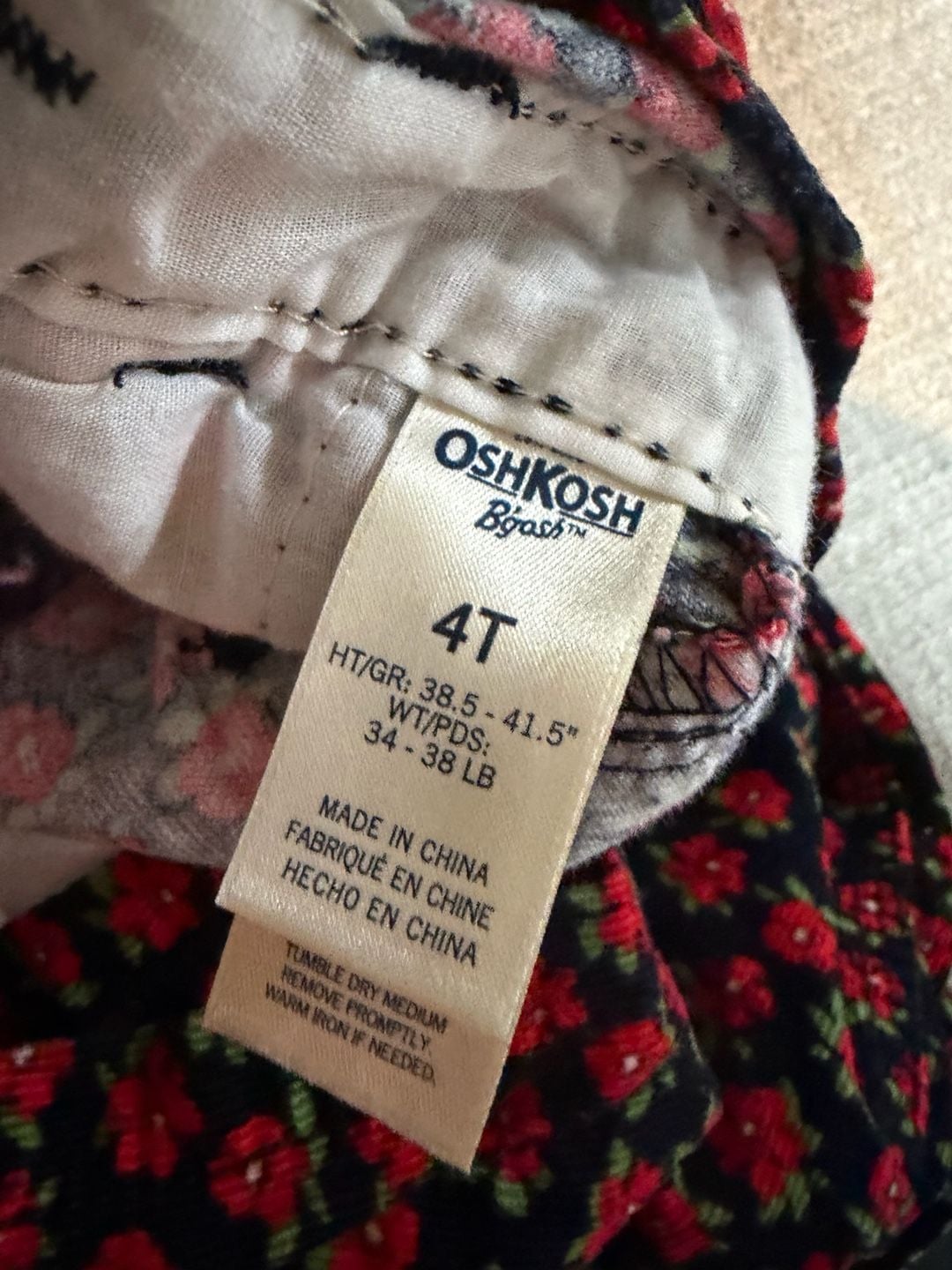 OshKosh B'gosh Corduroy Floral Overalls Size 4T 5