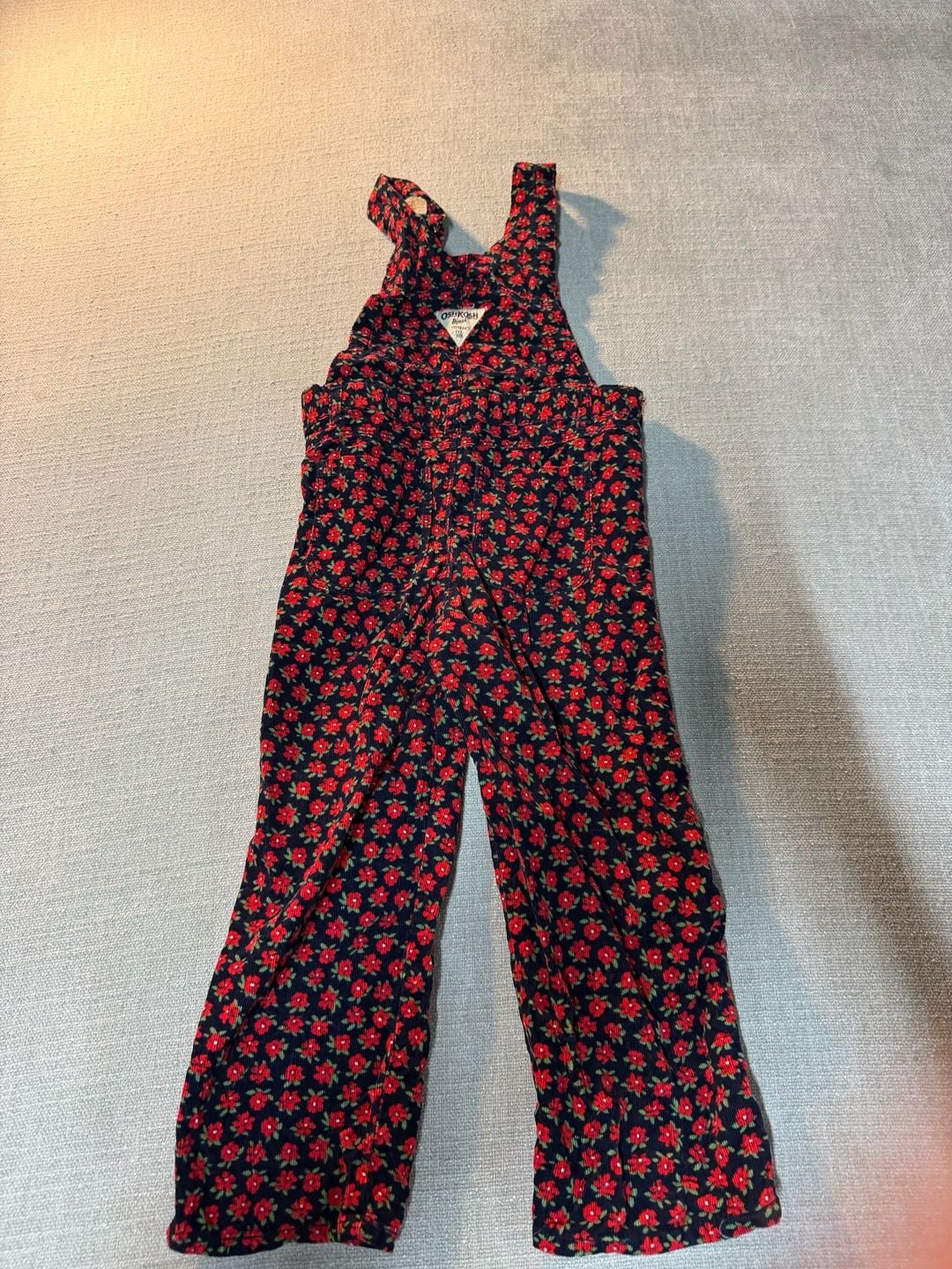 OshKosh B'gosh Corduroy Floral Overalls Size 4T 6