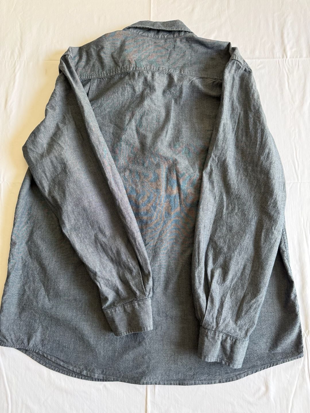 Carhartt Loose Fit Chambray Long Sleeve Shirt Size L Blue Workwear Button Down 4