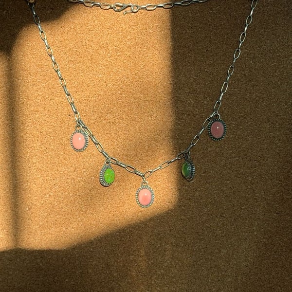 925 sterling silver charm necklace.