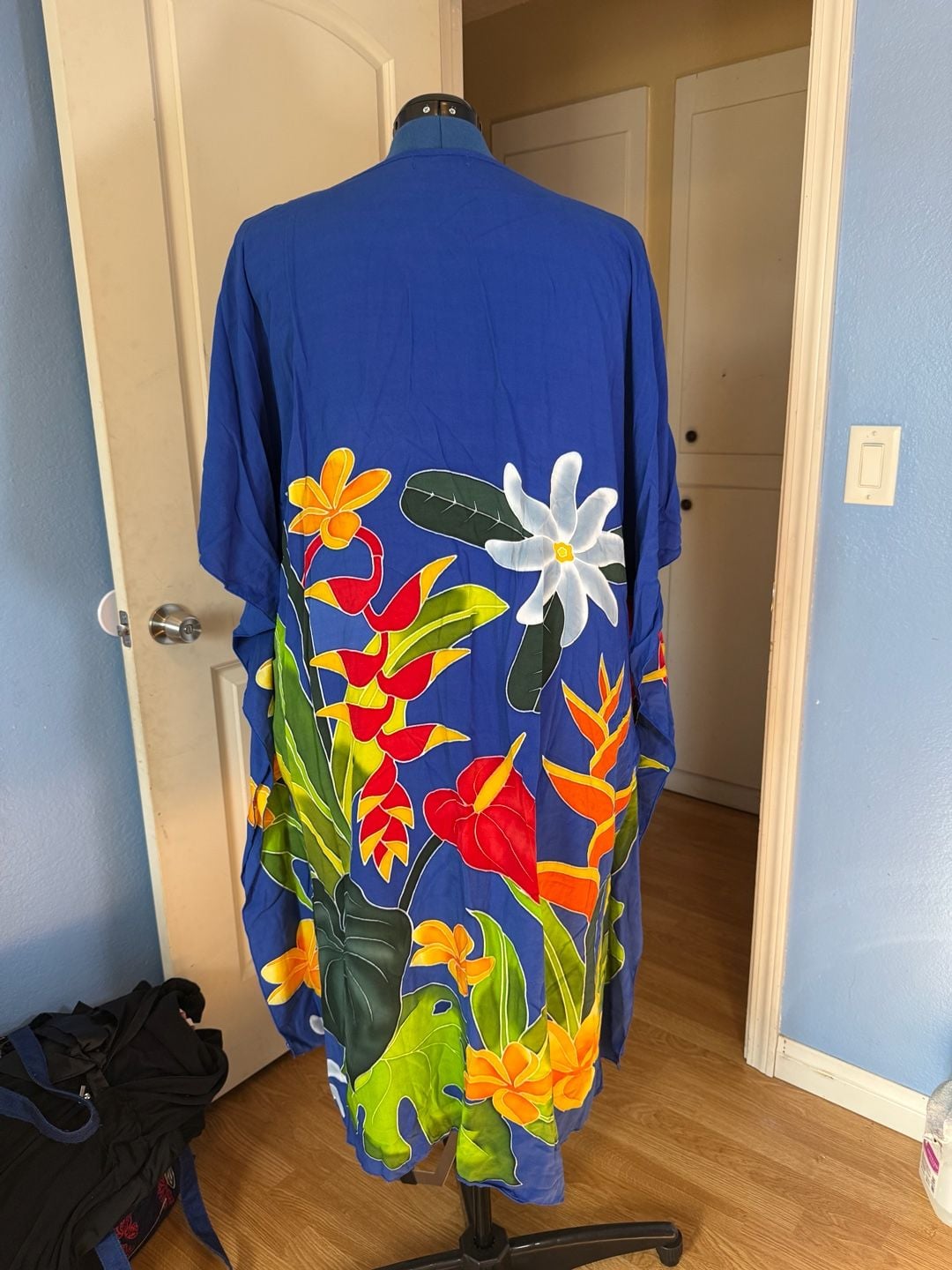 Primitive 2XL Blue Tropical Floral Flutter Sleeve Dress Cottagecore Hawaiian 3