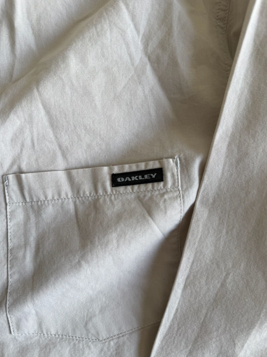 Oakley Long Sleeve Button Up Shirt Size L/G gray/beige Pocket Logo 5