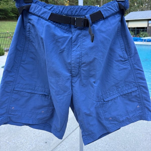 Moose Creek Pac-A-Way Hiking Shorts Size M 32/34 Blue Belted Cargo Nylon