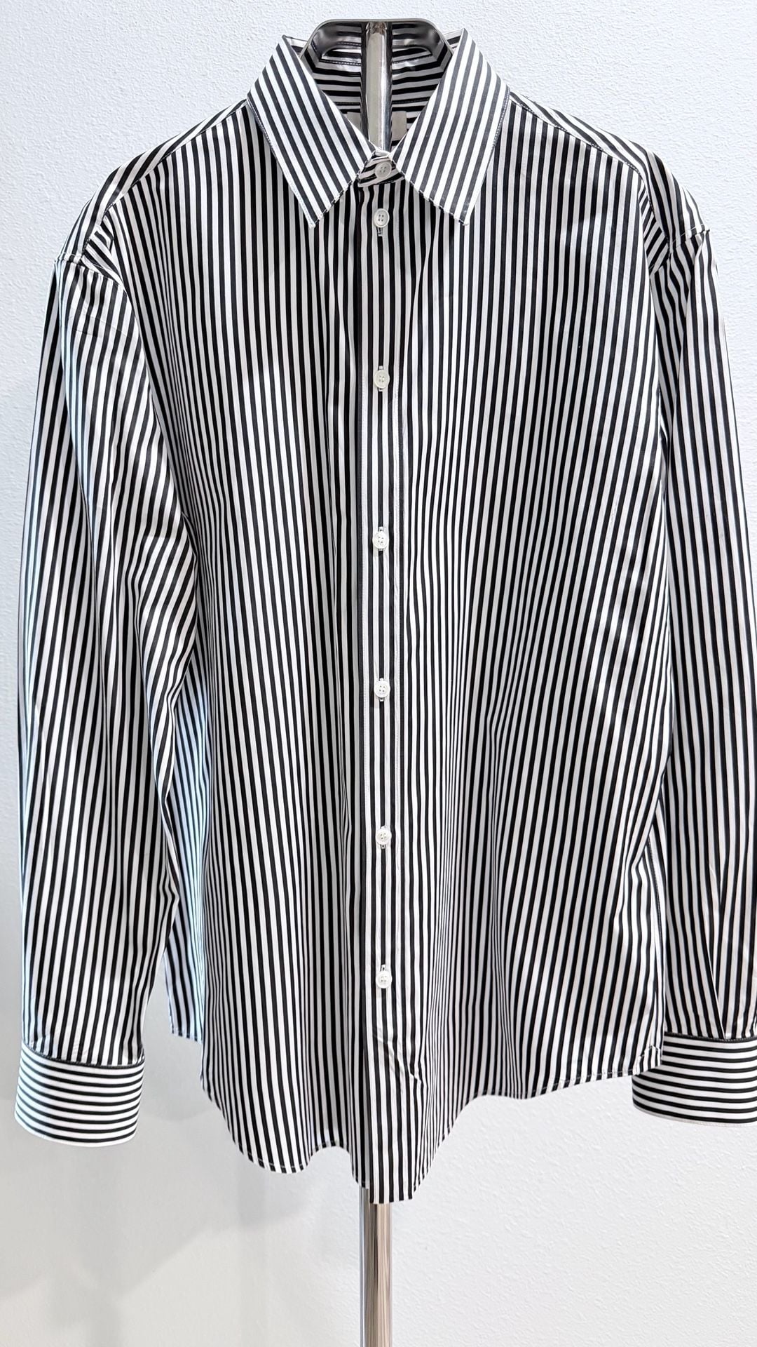 Celine Paris Black and White Striped Cotton Dress Shirt Size 41 2