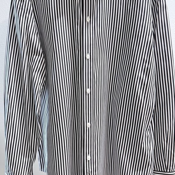 Celine Paris Black and White Striped Cotton Dress Shirt Size 41