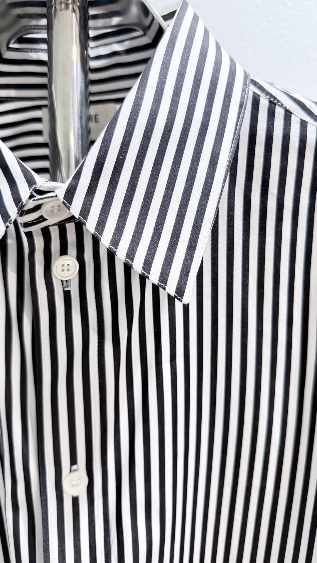Celine Paris Black and White Striped Cotton Dress Shirt Size 41 3
