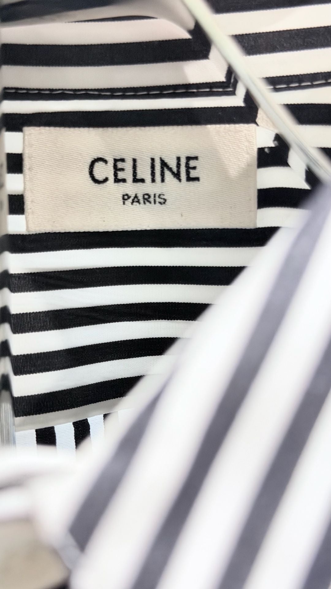 Celine Paris Black and White Striped Cotton Dress Shirt Size 41 4