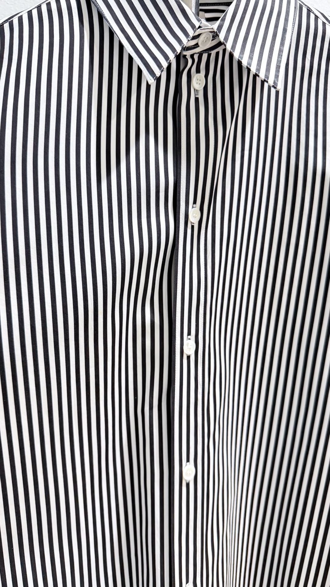 Celine Paris Black and White Striped Cotton Dress Shirt Size 41 5