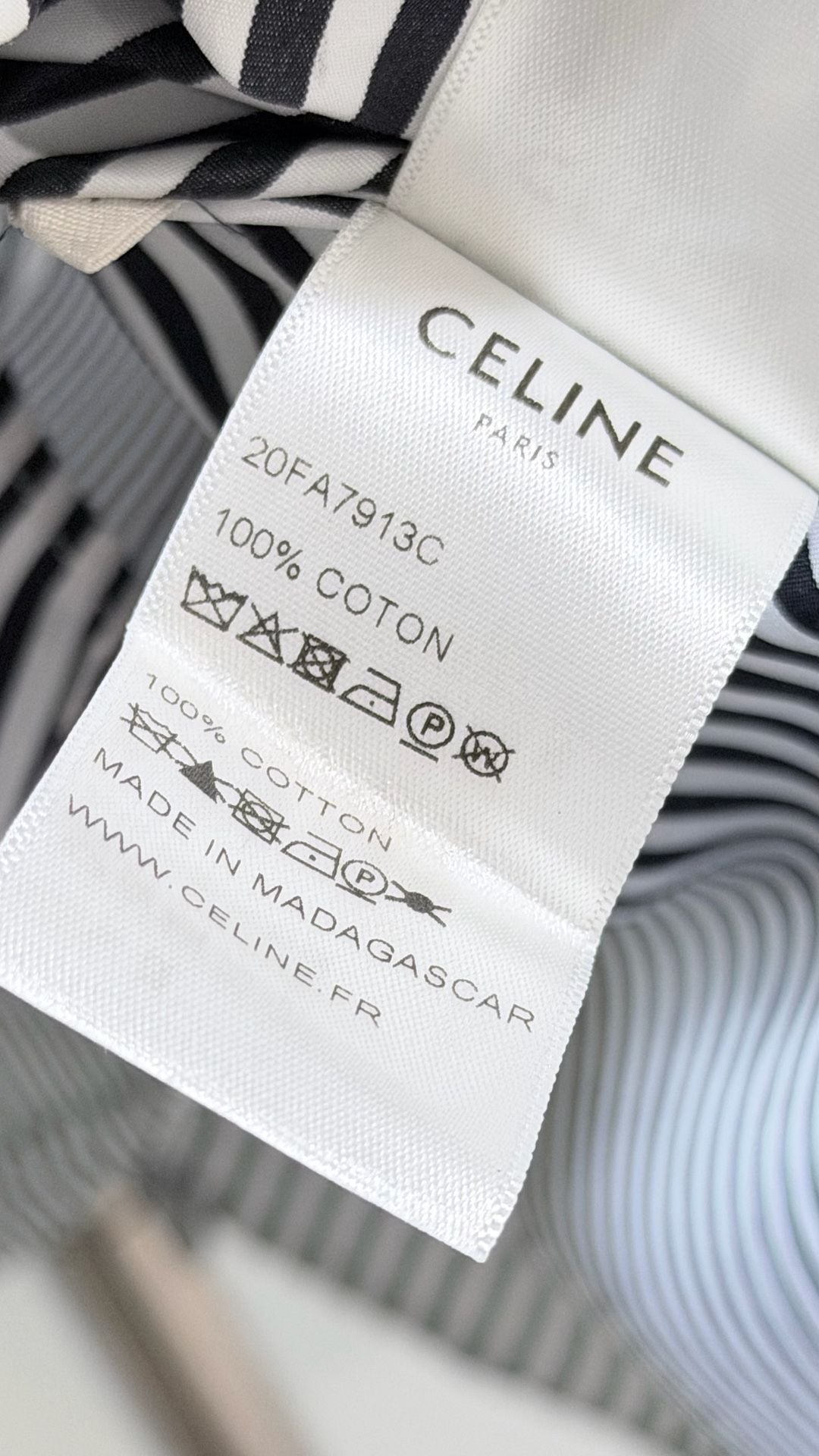 Celine Paris Black and White Striped Cotton Dress Shirt Size 41 7