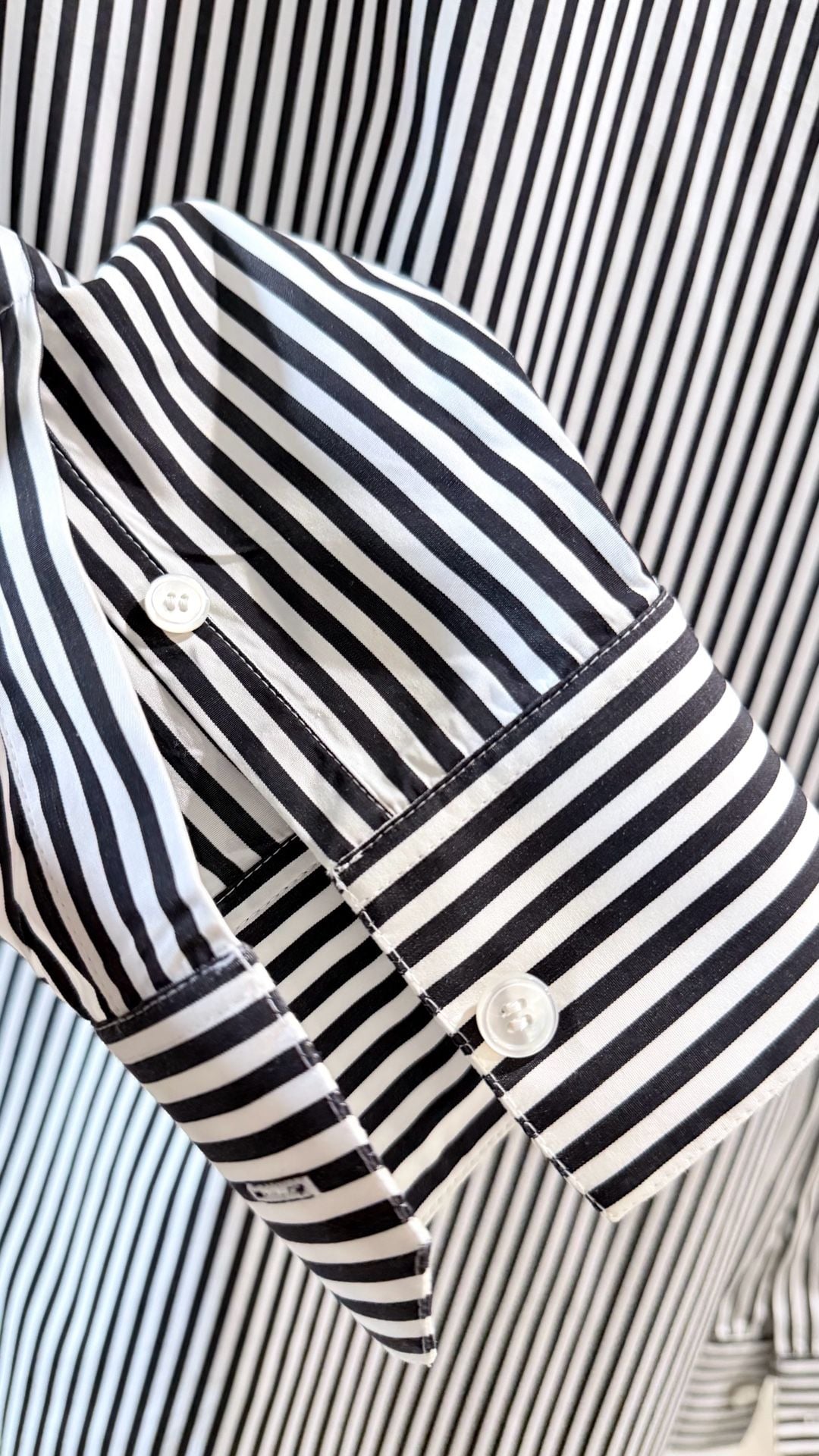 Celine Paris Black and White Striped Cotton Dress Shirt Size 41 9