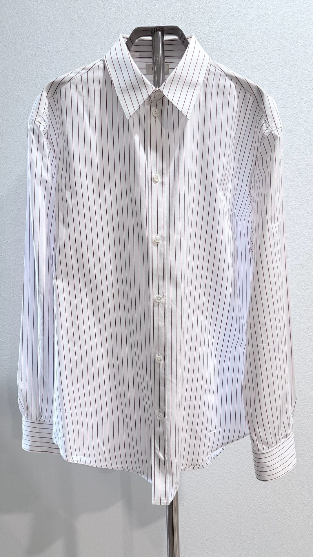 Celine Paris White and Red Pinstripe Button-Up Shirt Sz 41 2