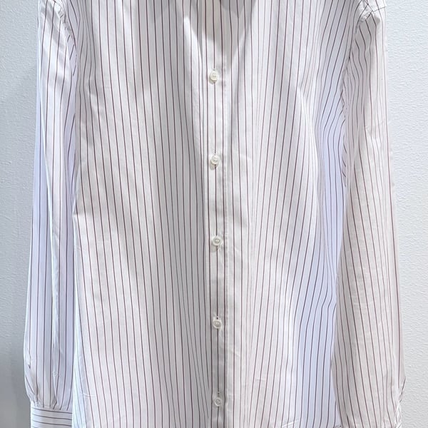 Celine Paris White and Red Pinstripe Button-Up Shirt Sz 41