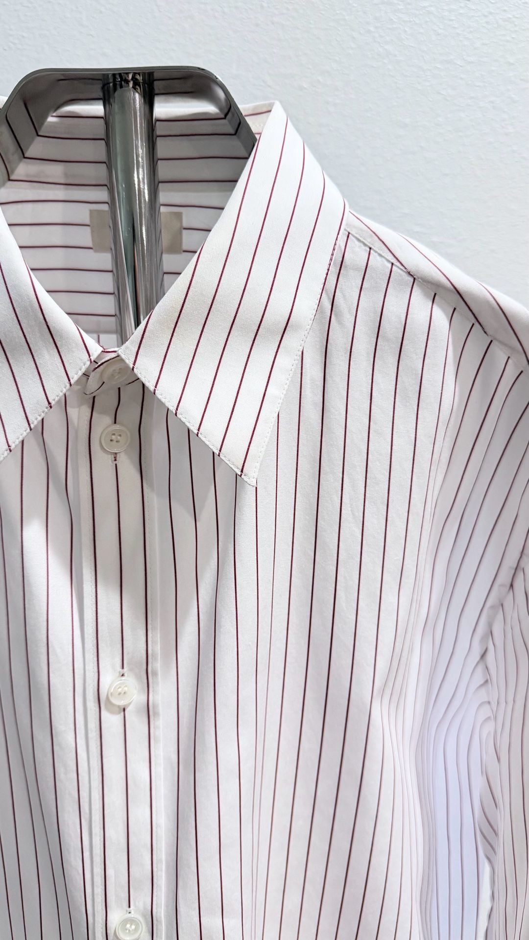 Celine Paris White and Red Pinstripe Button-Up Shirt Sz 41 3